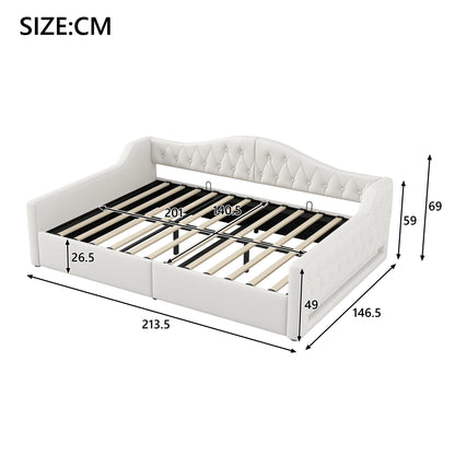 Eenpersoonsbed – Bedframe – Eenpersoonsbed Met Opberglade – Slaapbed – Kinderbed – 140x200 CM – Linnen Bekleding – Verstelbare 7-Kleurige Led-Verlichting