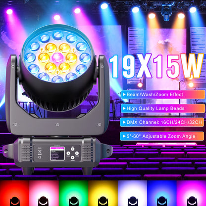 Moving Head Lichtset – DJ Verlichting – Podiumverlichting – RGBW LED Lamps – Zoom Effect – 4 Stuks EU Plug – 200W Vermogen – 7°-60° Zoomfunctie