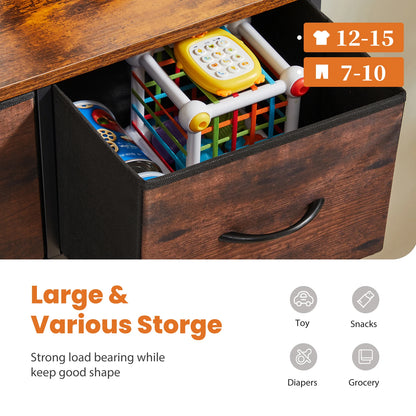 Ladekast - Ladenkastje - met 9 Stoffen Laden – Ruime Dressoir Kast - Stabiele Opbergkast - Compact en Ruimtebesparend - voor Slaapkamer en Kleding - Bruin