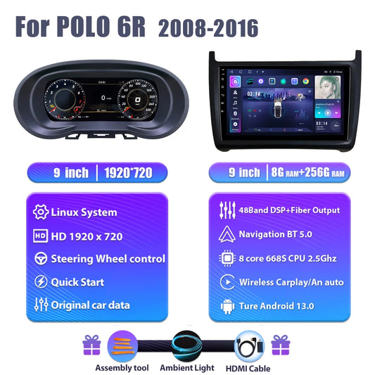 Dashboard Display – Digitaal Instrumentenpaneel – Auto Cockpit Scherm – LCD Dashboard Paneel – 12,3 Inch Scherm – Hoge Resolutie 1920x720 – Plug & Play Installatie