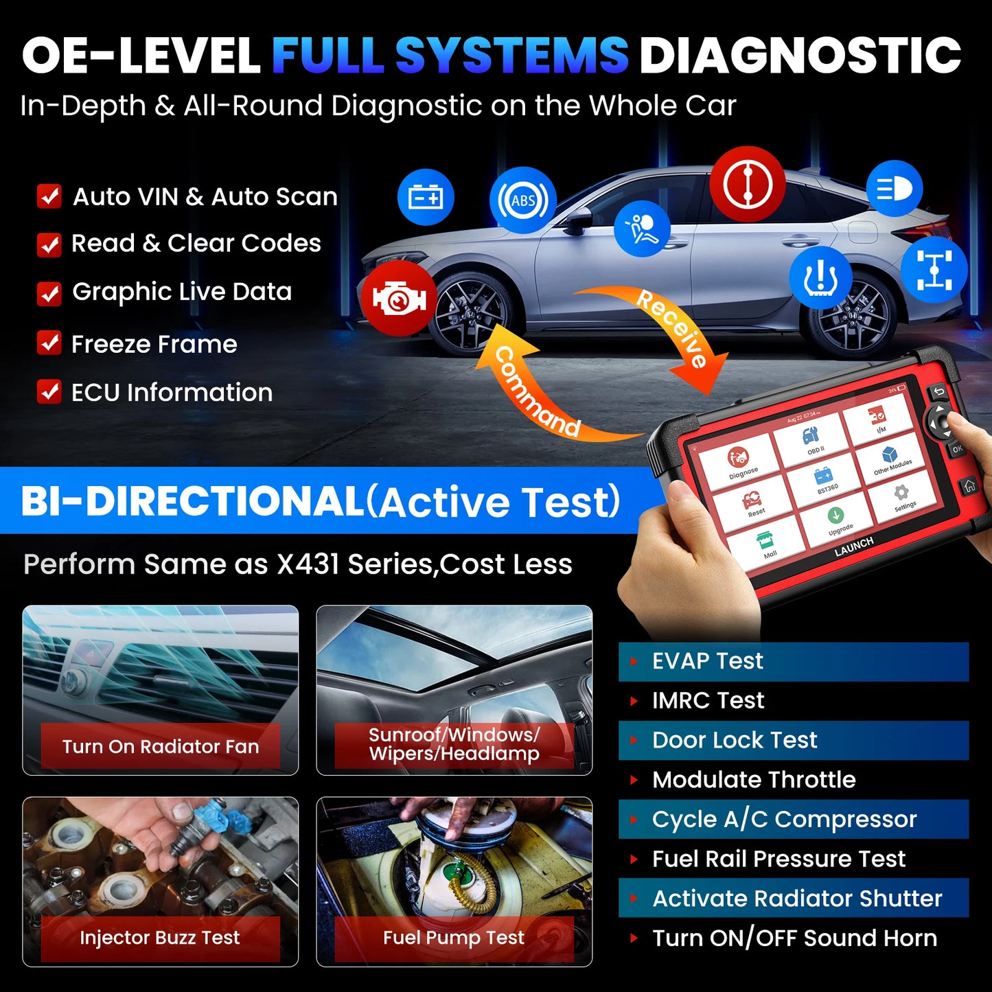 OBD Scanner - OBD2 - Auto Scanner - Auto uitlezen - Diagnose Apparatuur voor Auto's - All System - Bidirectionele Diagnosetool - ECU Coding - 31+ Services - CAN FD & DoIP - FCA Autoauth - Android 10 - 3GB+32GB - 6100mAh - Meertalig - Euro-Versie
