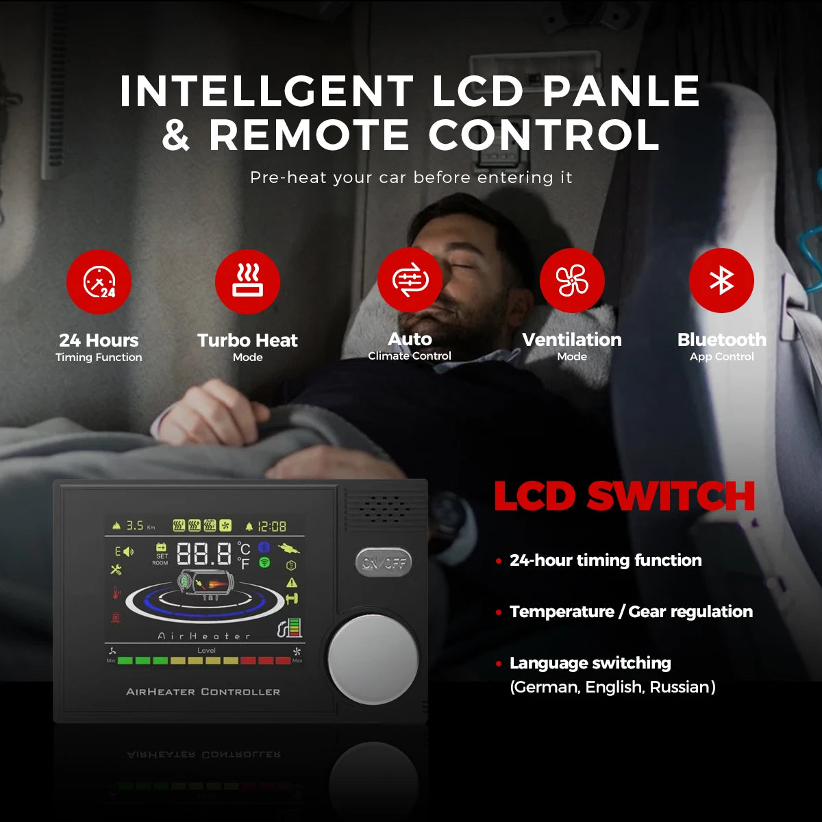 8KW Diesel Luchtverwarmer – Mobiele Dieselverwarming – Camperverwarmer – Auto Voorverwarming – Thuisverwarming – Bluetooth App Bediening – Automatische Temperatuurregeling - QUORE