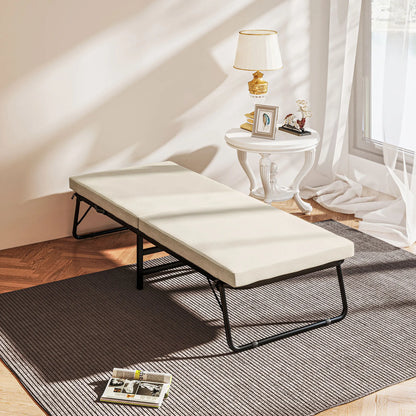 Opvouwbaar Bed – Vouwbed – Opklapbed – Logeerbed – Eenpersoonsbed – Verstelbare Rugleuning 5 Standen – Hoogwaardig Schuimmatras 7 cm