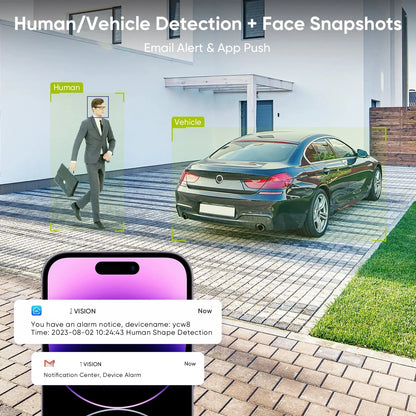 Beveiligingscamerasysteem - Camerabewaking - Beveiligingscamera - 4K Ultra HD - POE Camera Set - 8MP IP Camera's - Nachtzicht 30m - Slimme Bewegingsdetectie - Buiten & Binnen - 1TB