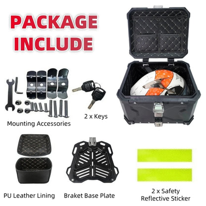 Motorhelm Opbergbox – Motor Koffer – Bagagebox – Helm Kist – Motor Topkoffer – 55L Inhoud – Duurzaam Aluminium – Waterdicht – Snel Loskoppelbaar – Zwart