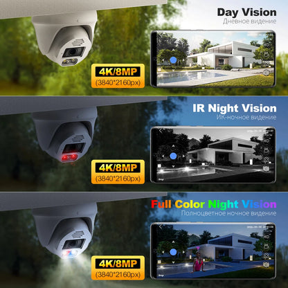 Techage Ultra HD 8MP 4K POE Security Camera System Two Way Audio Face Detect Full Color Night H.265 CCTV Video Surveillance Set - QUORE