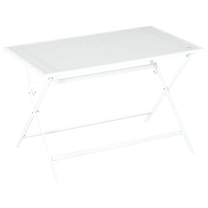 Vouwtafel – Buitentafel – Balkon Tafel – Tuin Tafel – Opvouwbare Tafel – Met Parasolgat – Met Glazen Blad - QUORE
