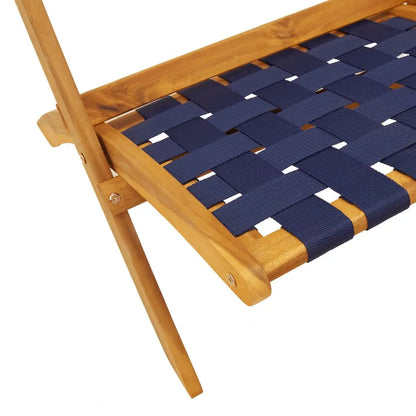 Tuinstoel – Set van 2 - Klapstoel – Compact Tuinset – Tuinmeubelset – Balkonset – Terrasset – Inklapbare Stoelen – Massief Acaciahout – Waterbestendige Tafel - Donkerblauw