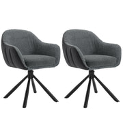 Chair - Dining room chairs - Dining room chairs set of 2 - Dining room chairs with armrests - Upholstered - Ergonomic Chairs - 360° swivel - Living room - Dark gray Chenille