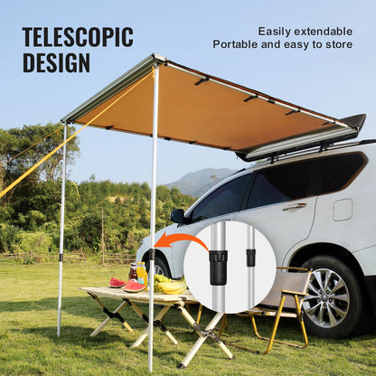 270° Luifel - Uitschuifbare - Autozij - Dak - voor SUV - Camper en Truck - 280G Polyester Stof - Waterdichte - met PU3000mm Coating - 6.6x8.2ft