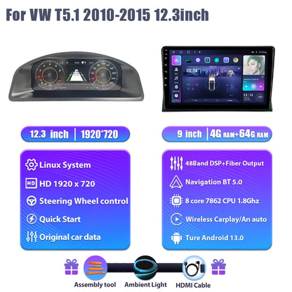 Digitale Dashboard Cluster – Digitaal Instrumentenpaneel – LCD Display – Auto Dashboard Scherm – T5 Cluster – 12,3 Inch HD IPS Scherm – Plug & Play Installatie