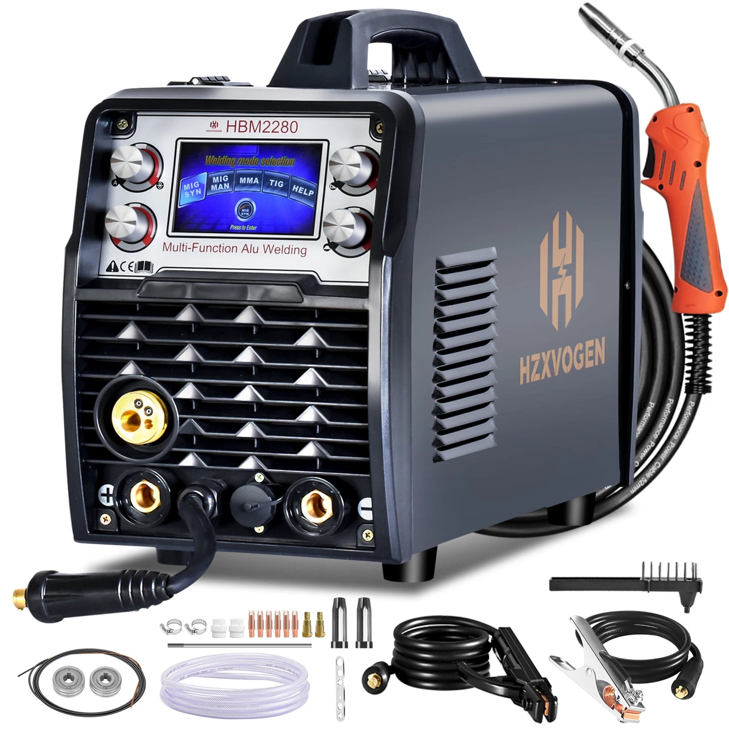MIG-lasmachine – Lasapparaat – Lasinverter – TIG-lasser – ARC-lasmachine – 26V Toorts – Intelligente Bediening met LCD-display