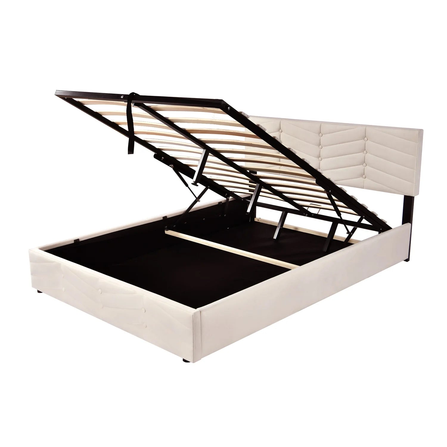 Fluwelen Bed – Velvet Bed – Luxe Bed – Slaapbed – Beige Bed – Verstelbare Hoofdsteun – Robuuste Houten Lattenbodem - QUORE