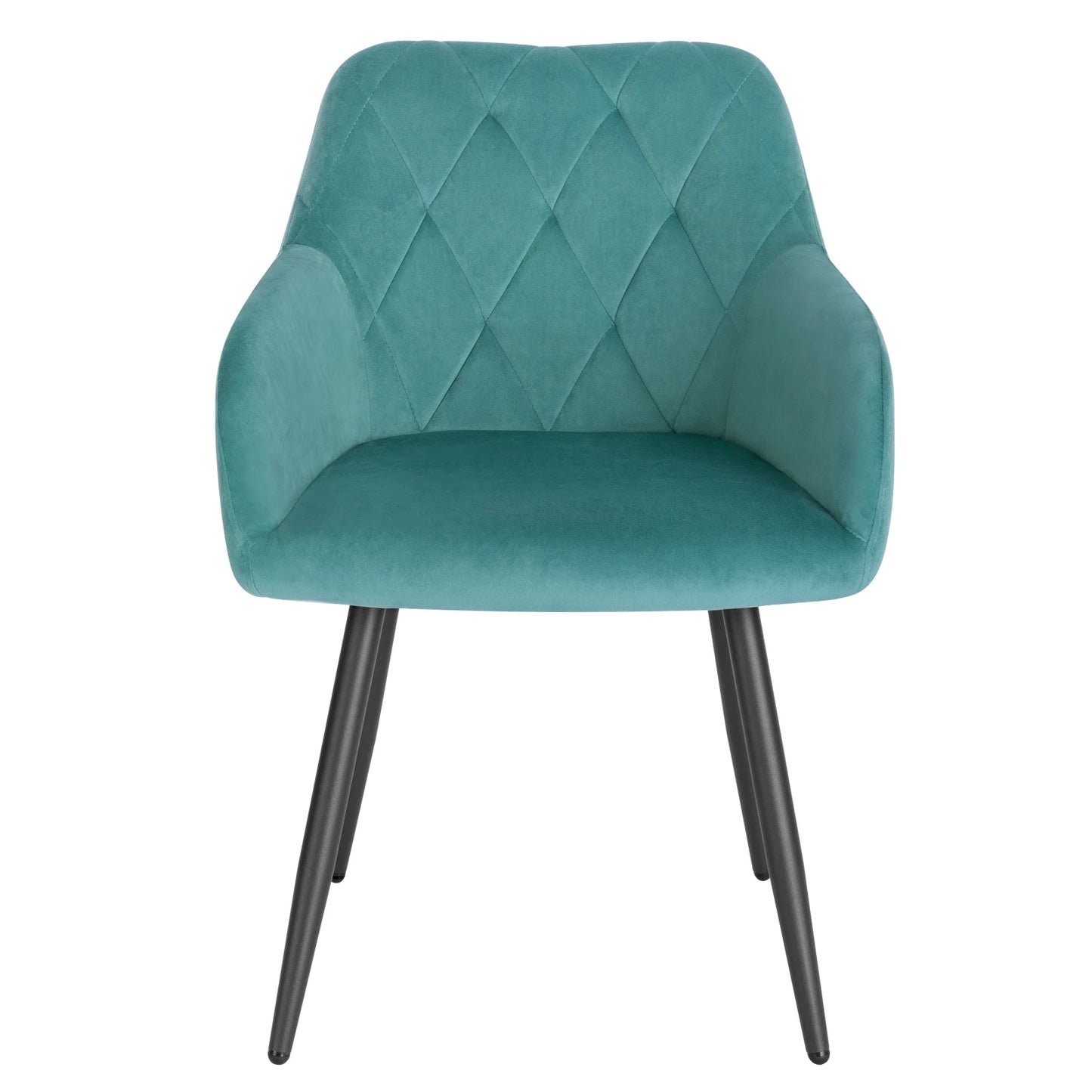 Eetkamerstoel – Bureaustoel – Stoel Met Armleuning – Scandinavische Stoel – Metalen Poten – Velvet Bekleding – Ergonomisch Design - Turks Groen - QUORE