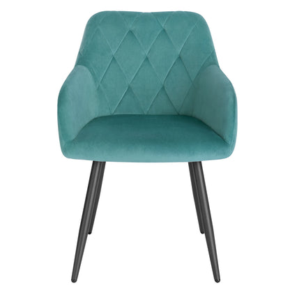 Eetkamerstoel – Bureaustoel – Stoel Met Armleuning – Scandinavische Stoel – Metalen Poten – Velvet Bekleding – Ergonomisch Design - Turks Groen - QUORE