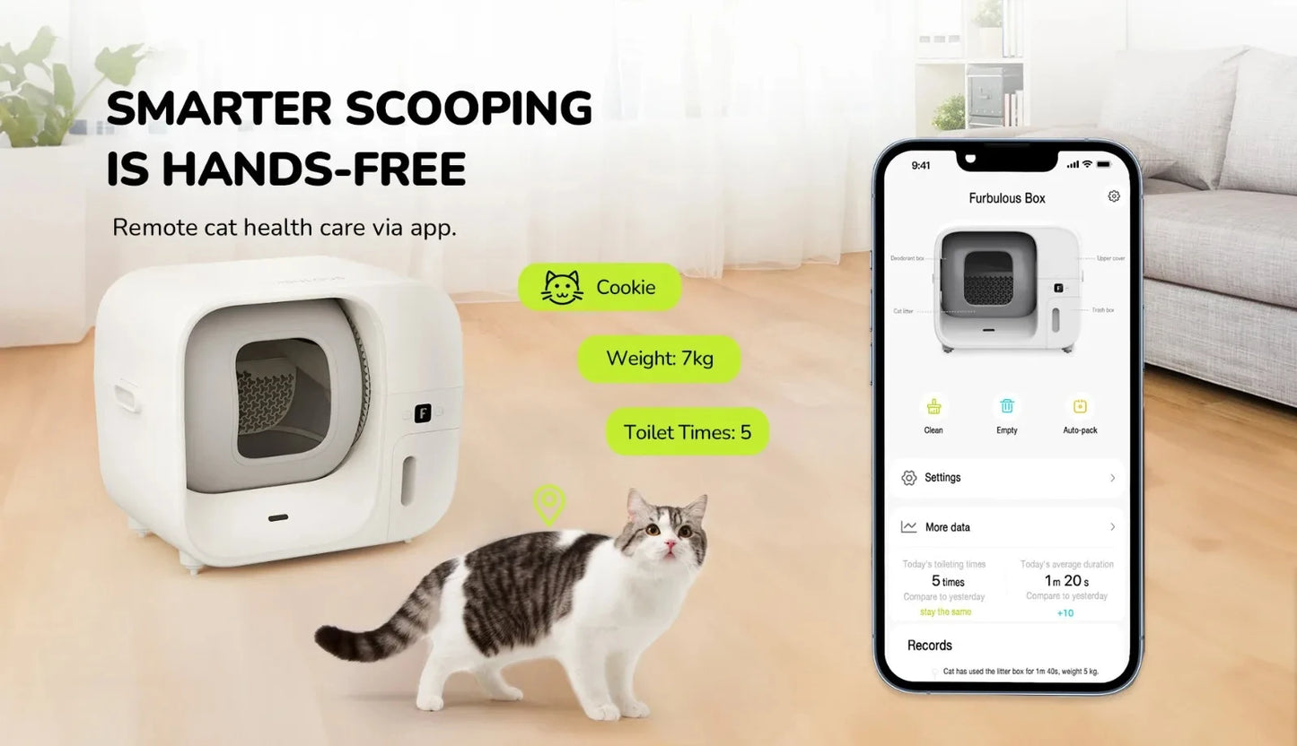 Automatische Kattenbak – Slimme Kattenbak – Zelfreinigende Bak – App-Bediening – 60 Liter Groot – Geavanceerde Veiligheidssensoren