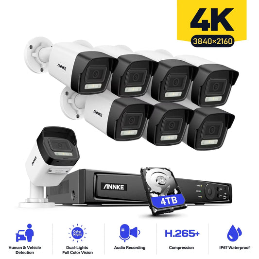 Beveiligingssysteem 8-kanaals – Camerasysteem – NVR Recorder – IP Camera Set – CCTV Beveiliging – 8MP 4K Ultra HD – Waterdicht IP67 & PoE Installatie