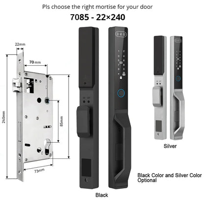 For Euro Mortise of 85/92 3D Face Recognition Smart Door Lock Tuya App Control IP68 Waterpoof Wifi Eletric Digital Smart Lock - QUORE