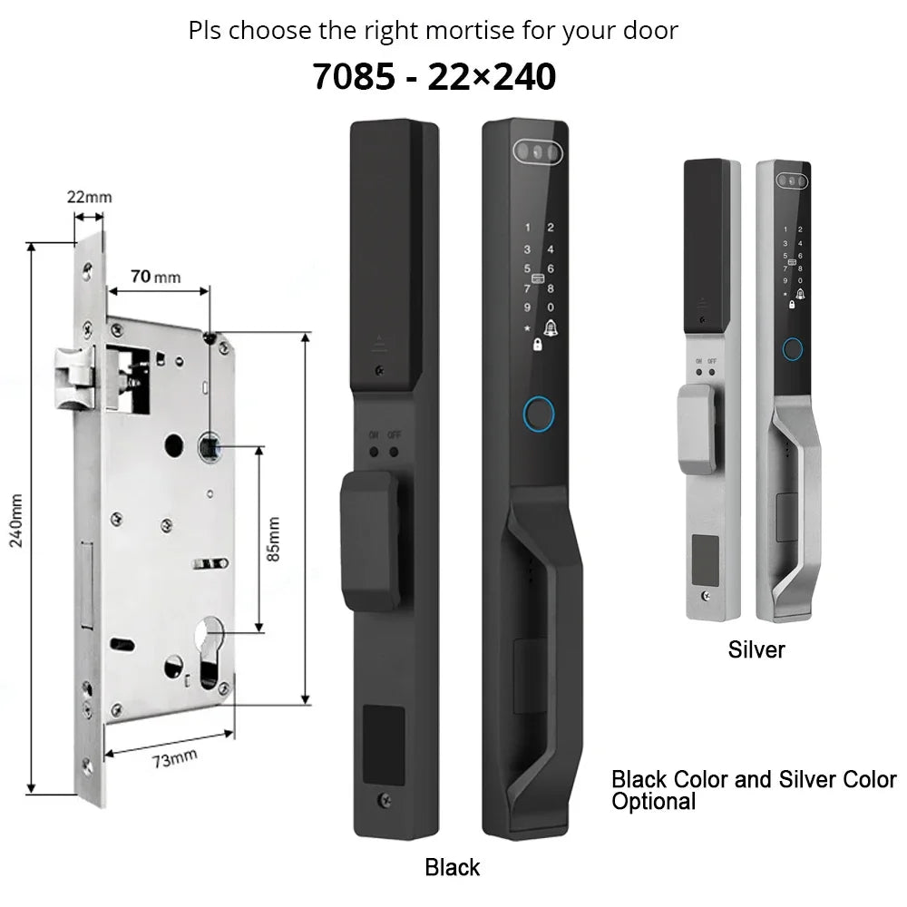 For Euro Mortise of 85/92 3D Face Recognition Smart Door Lock Tuya App Control IP68 Waterpoof Wifi Eletric Digital Smart Lock - QUORE