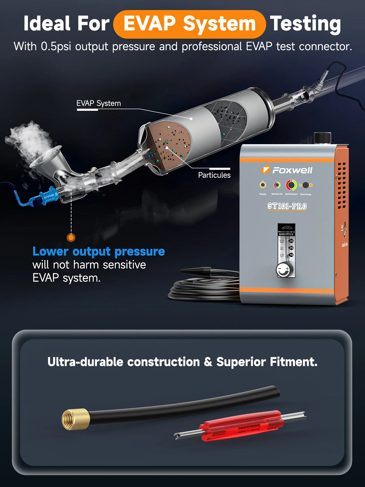 Rooktester Auto – Lekdetectie – Rookgenerator – Luchtpomp – Flowmeter – Ingebouwde Luchtpomp – Temperatuurbeveiliging - QUORE