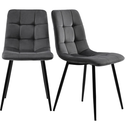 Eetkamerstoelen – Stoelen – Linen Stoelen –  4 Stuks - Metalen Frame – Comfortabele Zitting – Draaggewicht 150 Kg - Grijs
