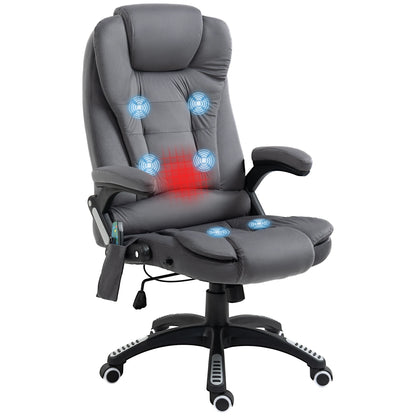 Massage Bureaustoel – Bureaustoel Met Massagefunctie – Gaming Stoel – Office Chair – Ergonomische Bureaustoel – 6 Vibrerende Massagepunten – Verstelbare Rugleuning Tot 130 Graden - Grijs