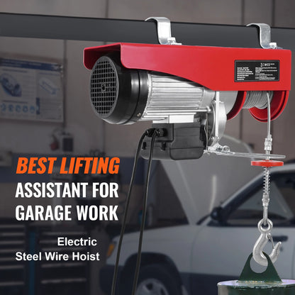 SucceBuy 2640Lbs Electric Hoist Winch 230V with 14ft Wired Remote Control 40ft Single Cable Lifting Height Lift Hoist for Garage - QUORE