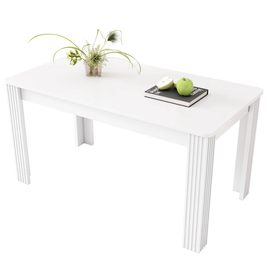 Eettafel – Tafel – Keukentafel – Eetkamertafel – Meubel – Wit Blad – Ruim Tafelblad 120-160 cm – Stevige Dikke Poten