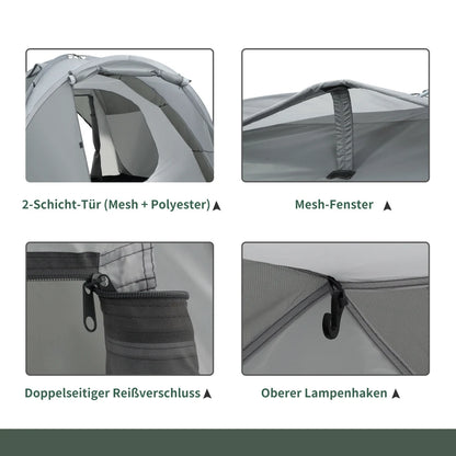 Campingtent – Buitentent – Kampeertent – Tent Voor 2-3 Personen – Waterafstotend Polyester – Vier Ventilatiedeuren