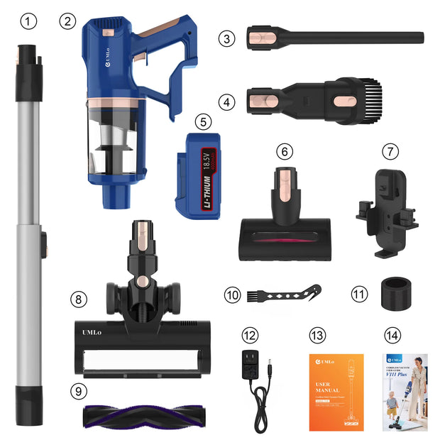Cordless Stick Vacuum Cleaner - Stick Vacuum Cleaner - Vacuum Cleaner - Cordless Stick Vacuum Cleaner - Powerful Suction - 300W - 30kPa - 4000mAh - Blue