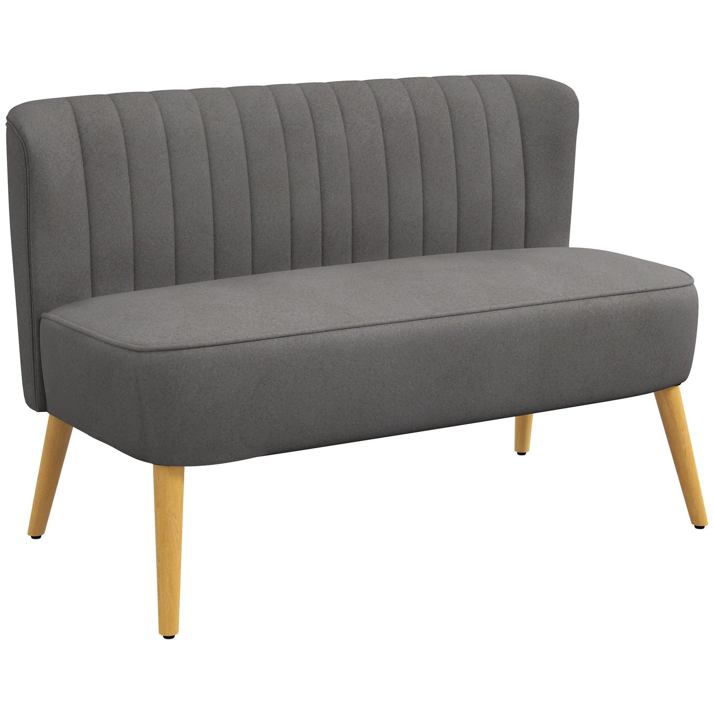 Twee-Zits Sofa – Compacte Bank – Loveseat – Settee – Minimalistisch Design – Velvet Bekleding – Houten Pooten
