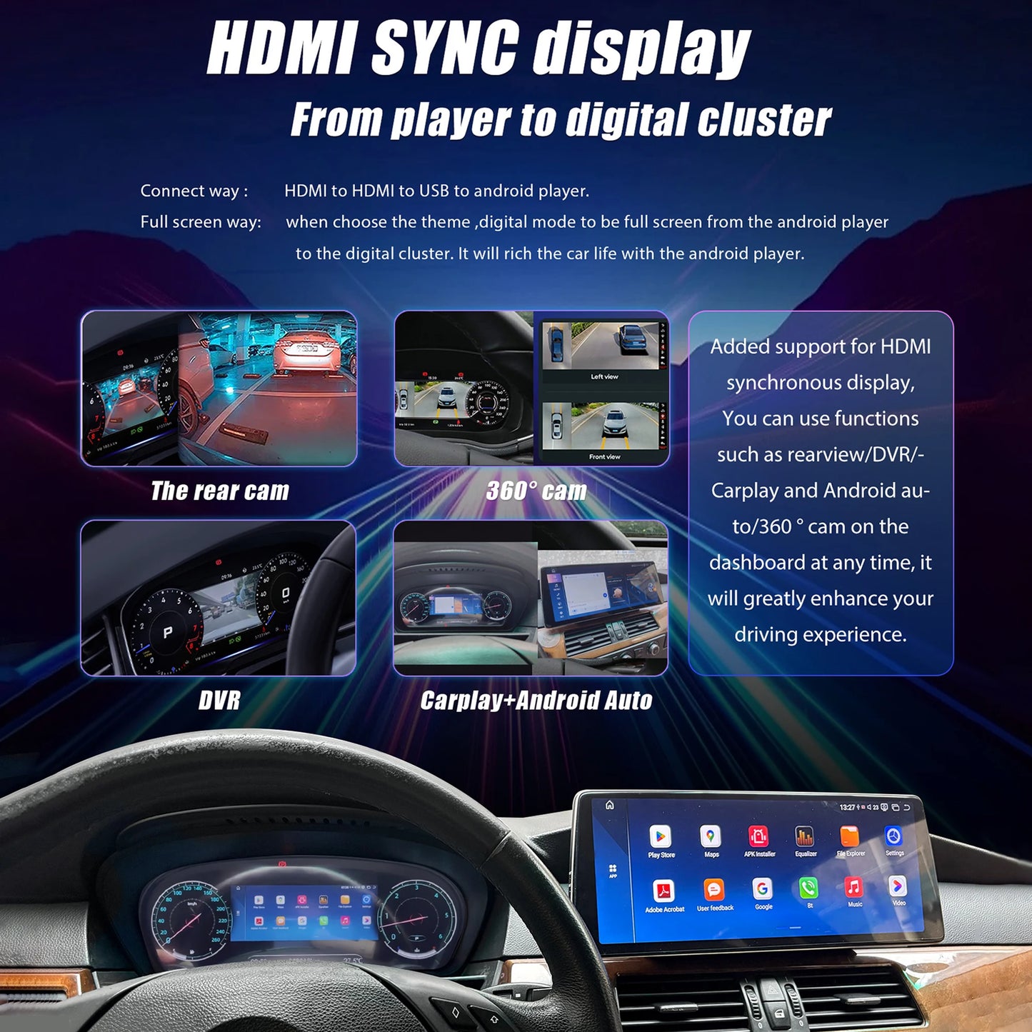 Digitaal Dashboard – Digitaal Cluster – Instrumentenpaneel – Virtual Cockpit – BMW F30 Variant – 12,3 Inch LCD Scherm – Plug & Play Installatie - QUORE