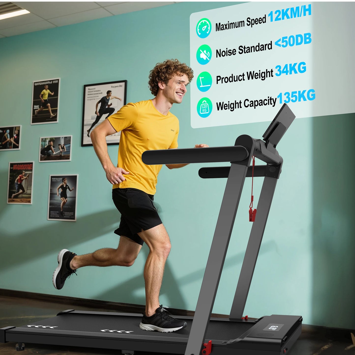 Loopband – Treadmill – Hometrainer – Hardloopband – Wandelband – Inklapbaar Ontwerp – 2,5 PK Motor & Bluetooth Speakers