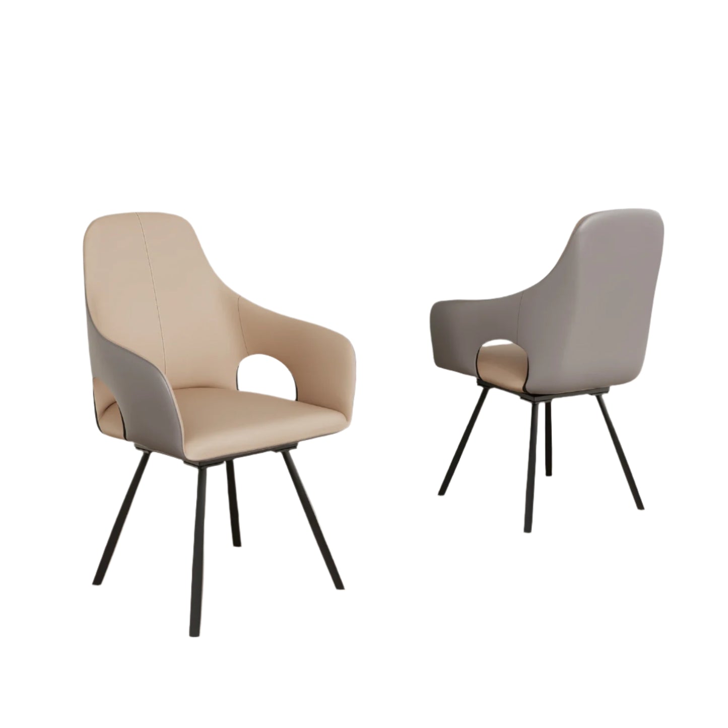 Draaibare Eetkamerstoelen – Eetkamerstoelen – Draaibare Stoelen – Armleun Stoelen – Microvezelleer – 360 Graden Draaibaar – Hoog Zitcomfort - Licht Kaki