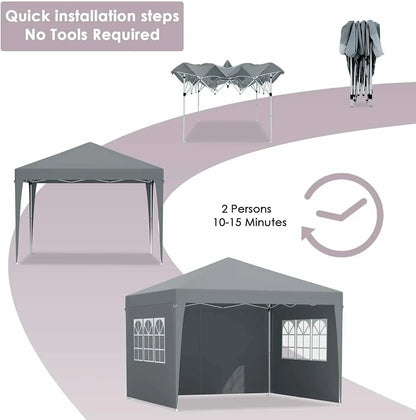 Partytent - Paviljoen - Partytent 3x3 - Tent - Partytent Opvouwbaar - Met 4 Zijpanelen, Zonwering & Stevige Constructie - Donkergrijs