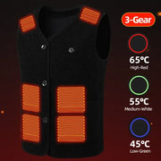 Heating Jacket - Heated Bodywarmer - Heated Clothing - 16 Areas Fleece Heated Vest - Unisex - USB Rechargeable - Electric Self-Heating Vest - Size XL - Black