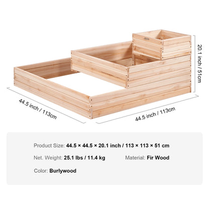 Kweekbak - Kweektafel - Propagator - Kweektafel op poten - Verhoogde Groentetuinbak - Groentetuinbakken - Kweektafel - Kweektafel op poten - Hout - Met Gehele Kit en Drainagesysteem - Voor het Planten van Bloemen Groente Kruiden - 3 Tier Vloertype
