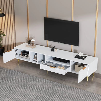 TV-meubel – Tv-kast – Entertainmentmeubel – Lowboard – Tv-standaard – Hoogglans Wit – Grote Opbergruimte – Geschikt Voor Televisies Tot 80 Inch