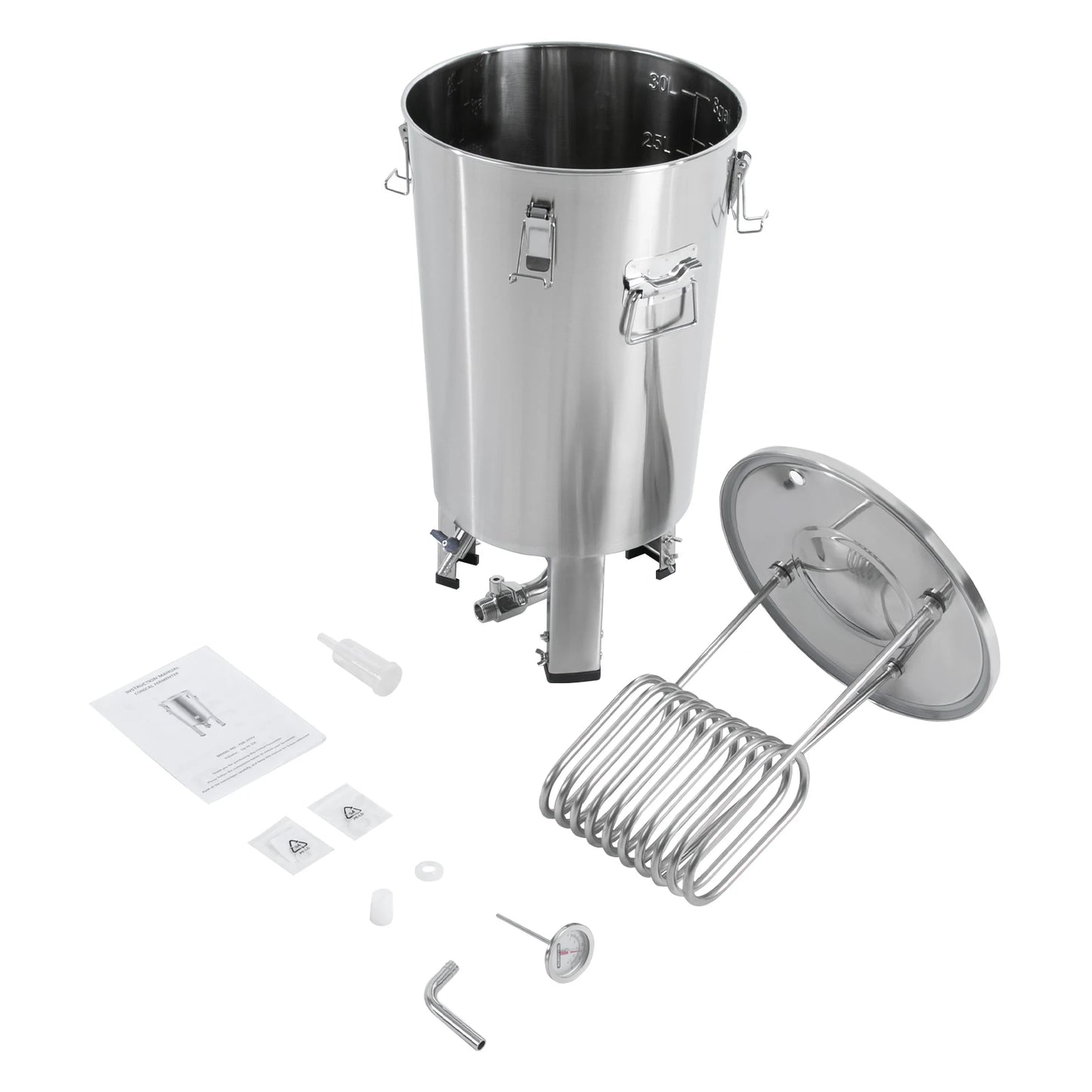 Roestvrijstalen Fermentatietank – Brouw- En Bewaartank – Gistingstank – Bier- En Wijntank – 7 Liter Inhoud – Ingebouwde Thermometer - QUORE