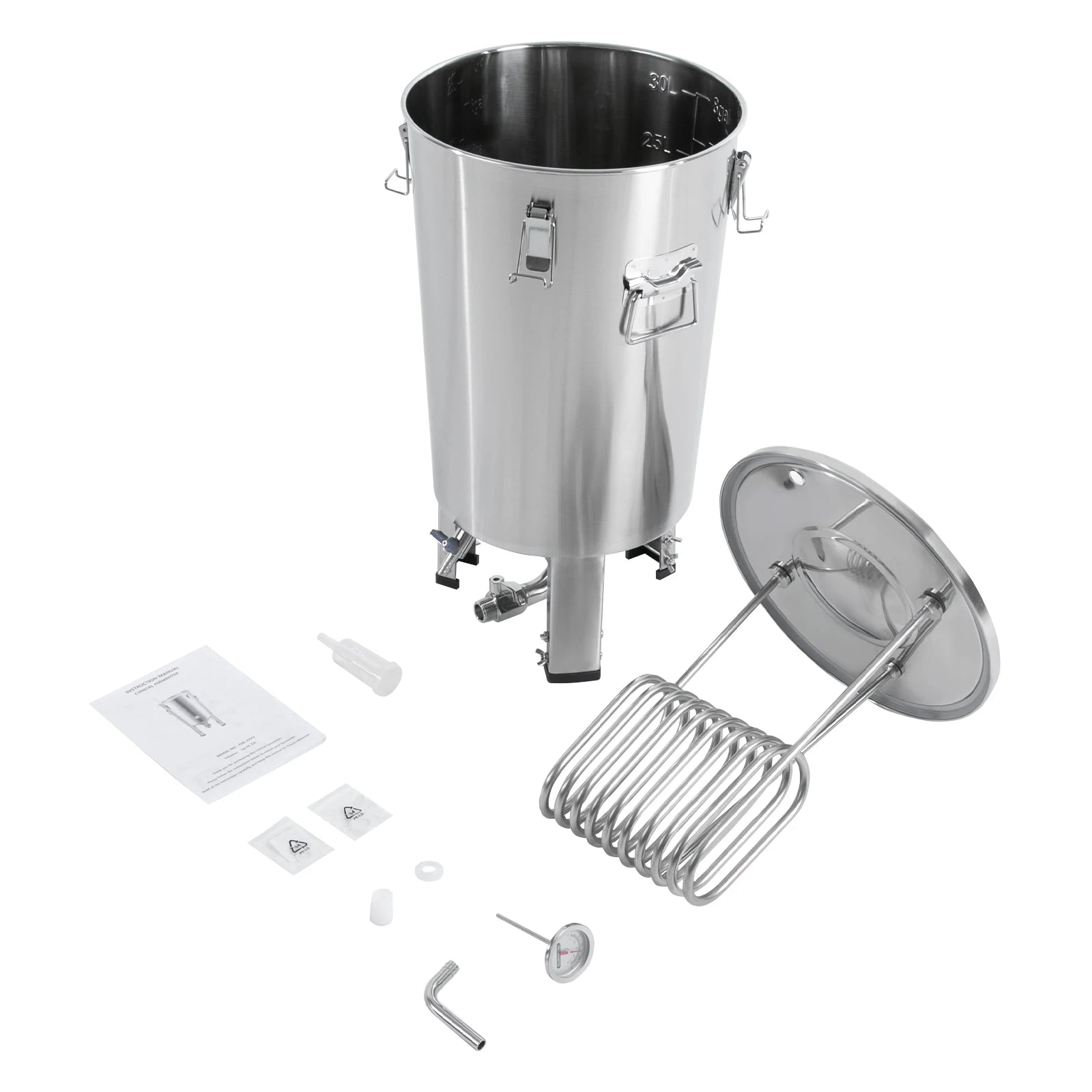 Roestvrijstalen Fermentatietank – Brouw- En Bewaartank – Gistingstank – Bier- En Wijntank – 7 Liter Inhoud – Ingebouwde Thermometer - QUORE