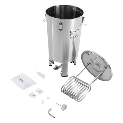 Roestvrijstalen Fermentatietank – Brouw- En Bewaartank – Gistingstank – Bier- En Wijntank – 7 Liter Inhoud – Ingebouwde Thermometer - QUORE