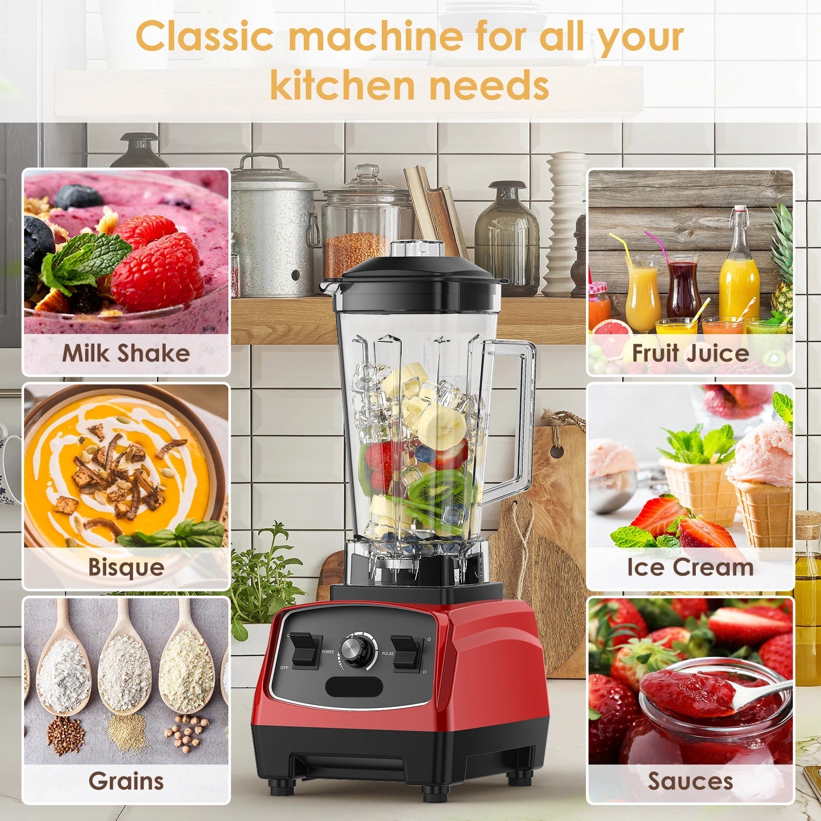 Krachtige Blender - Blender - Blender Smoothie - Smoothie Maker - Mixer - 2200W - BPA Free 3HP - Smoothies, IJs & Voedselbereiding – Zwart - QUORE
