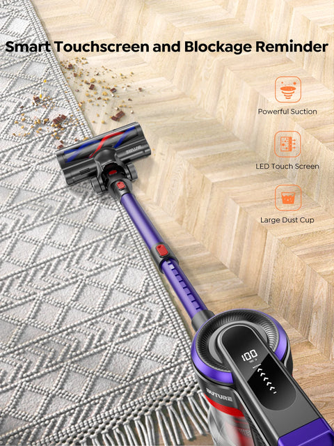 Cordless Stick Vacuum Cleaner - Stick Vacuum Cleaner - Vacuum Cleaner - Cordless Stick Vacuum Cleaner - Powerful Suction - 450W - 38KPa - with touchscreen - HEPA Filter - Purple