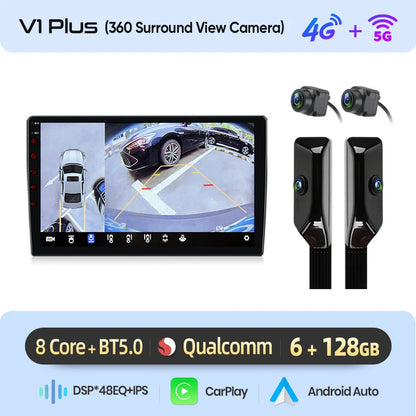 Android Car Radio – Autoradio – Multimedia Systeem – Navigatie Systeem – Touchscreen Headunit – Draadloze CarPlay & Android Auto – 9 Inch HD Scherm – 6GB RAM 128GB Opslag