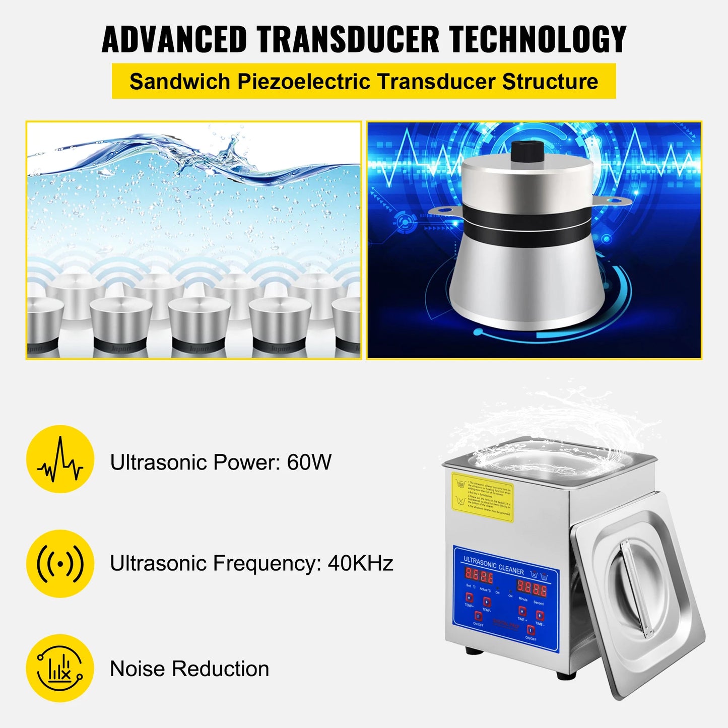 Ultrasoon Reiniger - Reinigingsapparaat voor Sieraden en Brillen - 2L - Ultrasone - Ultrasonic Cleaner - Krachtige Draagbare Wasmachine - voor Sieraden, Gereedschap en Huishoudelijk Gebruik