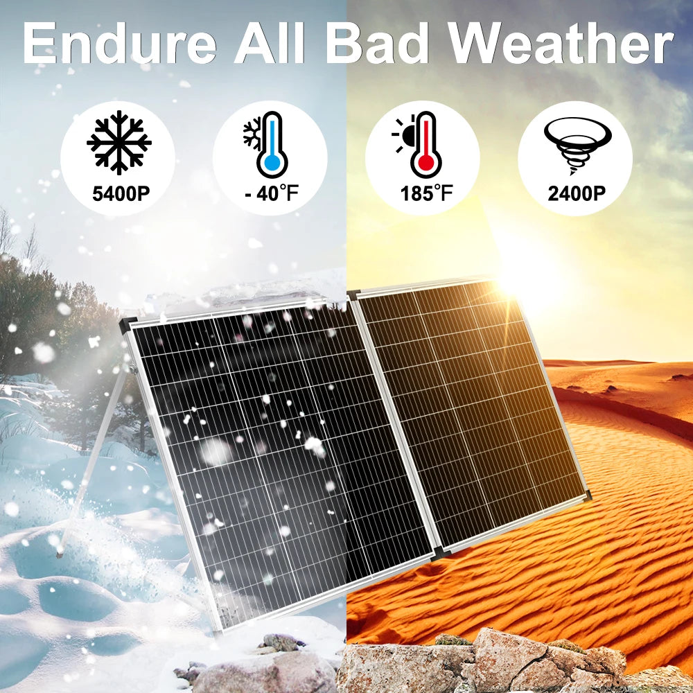 DOKIO 200W 18V Glass Folding Monocrystalline Waterproof Solar Panel with 12V Controller Kit from China Easy to Carry #FSP-200M