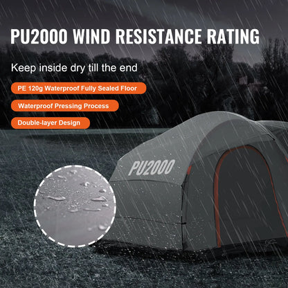 Camping Tent - Outdoor - Pop Up - 8"-8" SUV Tent - met Regenlaag PU2000mm - Dubbele Laa - 240 x 240 x 230 cm - voor 6-8 Personen