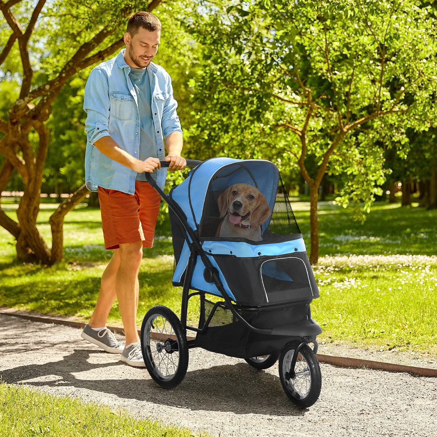Hondenwagen – Hondenkar – Huisdierwagen – Dierenwagen – Inklapbaar Ontwerp – Stevig Metalen Frame – Ruime Opbergmand