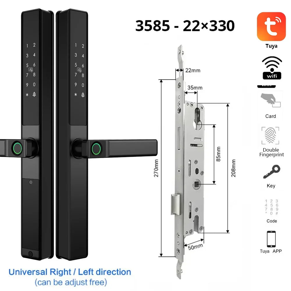 Vingerafdrukslot – Slimme Deurslot – Elektronisch Slot – Smart Lock – Deurklink Slot – Wifi Connectiviteit – IP67 Waterdicht – Aluminium Materiaal