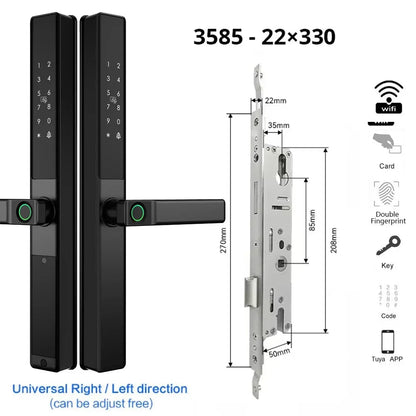 Vingerafdrukslot – Slimme Deurslot – Elektronisch Slot – Biometrisch Slot – Wifi Slot – Waterdicht IP67 – Oplaadbare Lithiumbatterij - 3585 - 22x330 - Multi